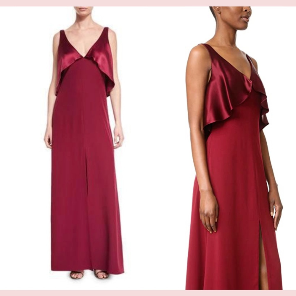 NEW Jill Jill Stuart [ 6 ] Satin‎ Popover & Crepe Gown in Oxblood Red - Picture 16 of 16